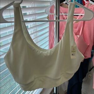 Aerie White Ribbed Sports Bra